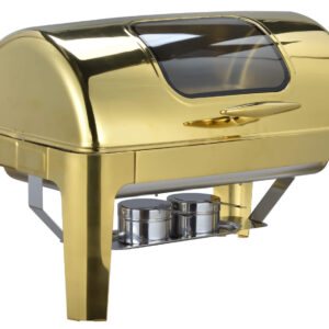 Chafing Dish rectangle coulissant avec fenêtre en verre doré